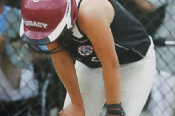 softball player, bent at knees