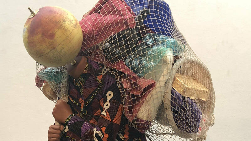 Cropped image of Yinka Shonibare&#39;s mannequin, &quot;Earth Kid (Boy)&quot;