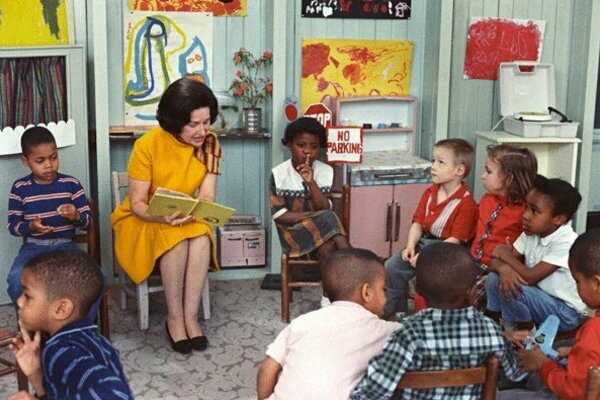 C Lady Bird Johnson Visiting A Classroom For Project