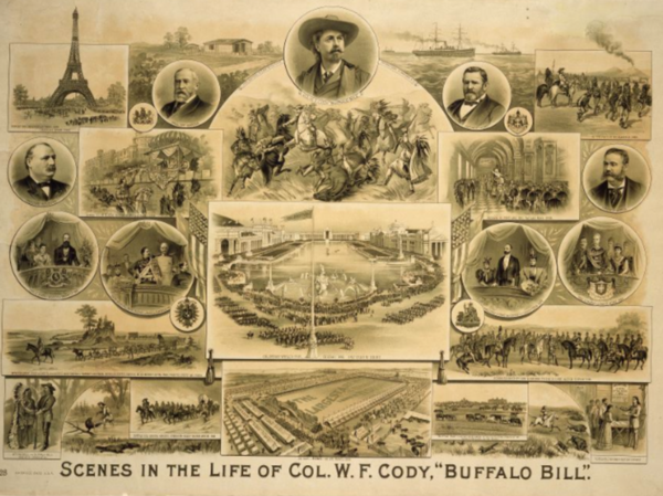 Poster showing scenes in the life of Col. W. F. Cody, "Buffalo Bill"