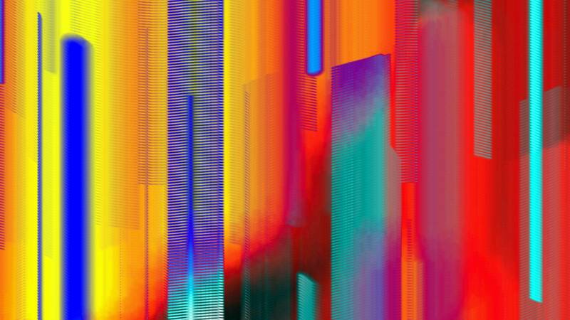 Bright, synthetic colors suggestive of digital perception