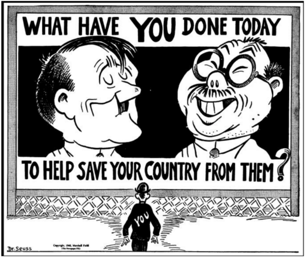 War cartoon depicting Hitler and Prime Minister of Japan